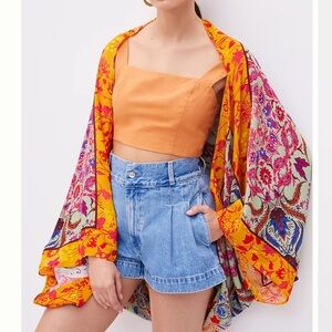NWT ANTHROPOLOGIE Multi Floral Cocoon Kimono Sz OS
